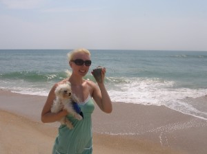 me and the whelk shell i found on the beach